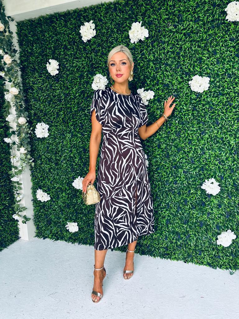 Christina Split Sleeve Split Leg Midi Dress Hazel