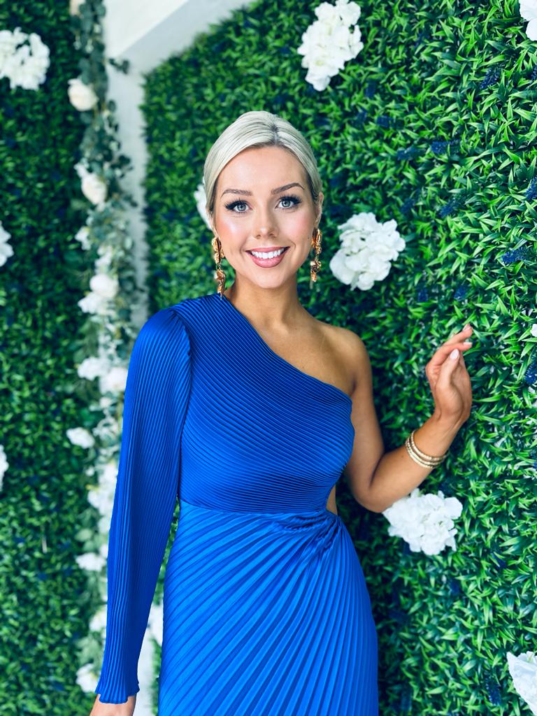 Shannon Pleated Maxi Dress Cobalt