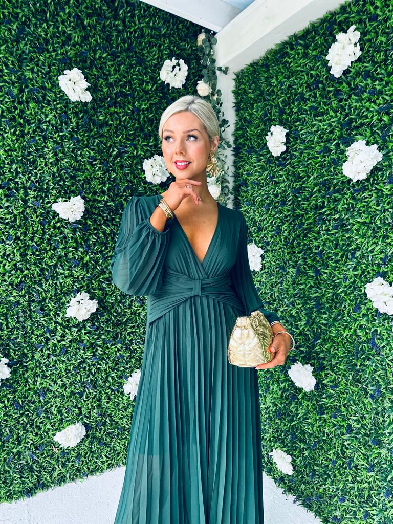 Fraya Pleat Maxi Dress Forest