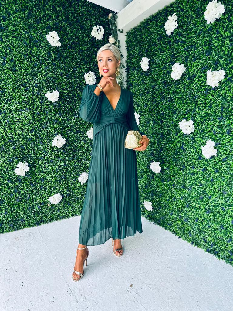 Fraya Pleat Maxi Dress Forest