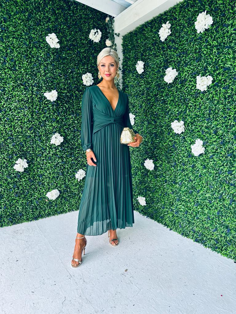 Fraya Pleat Maxi Dress Forest