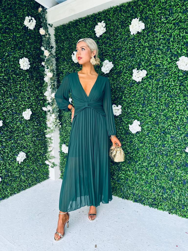 Fraya Pleat Maxi Dress Forest