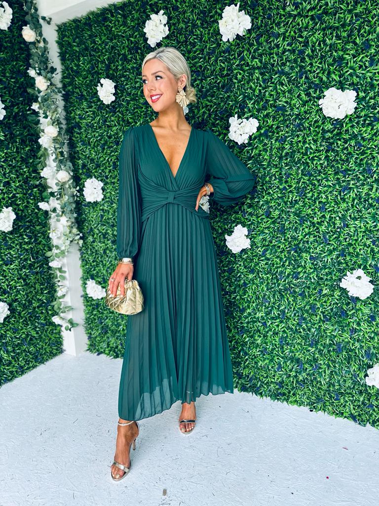 Fraya Pleat Maxi Dress Forest