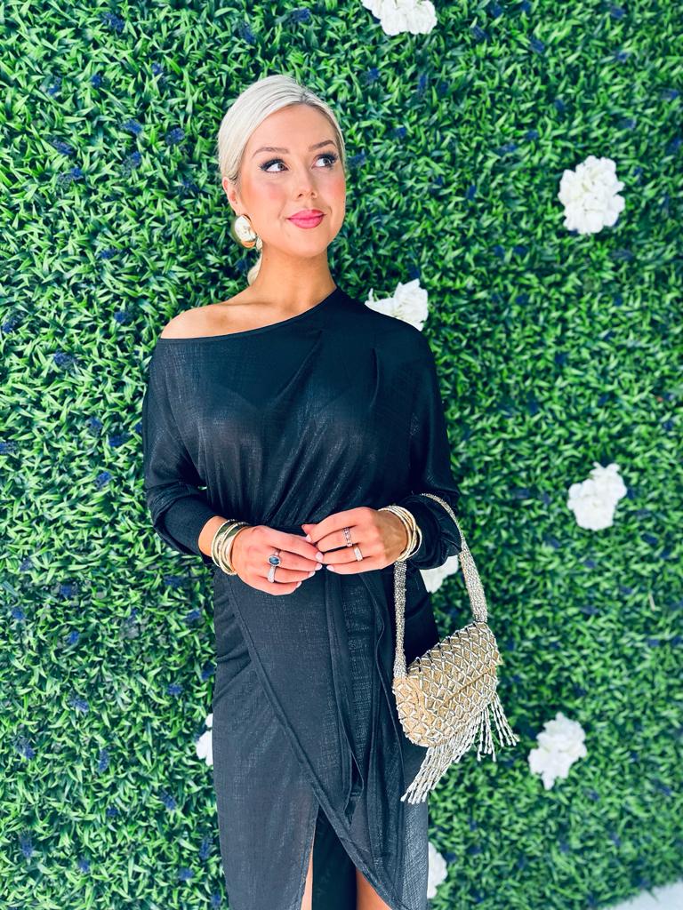 Triana Detailed Midi Dress Black