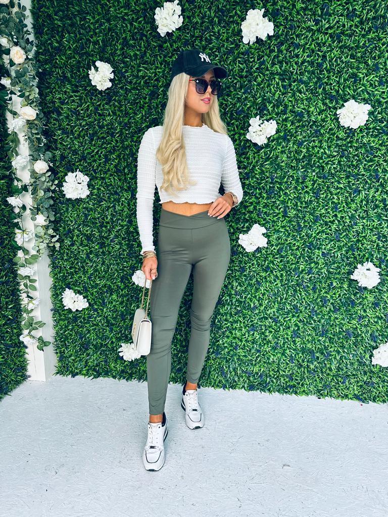 Shauna Scrunch Solid Leggings Khaki