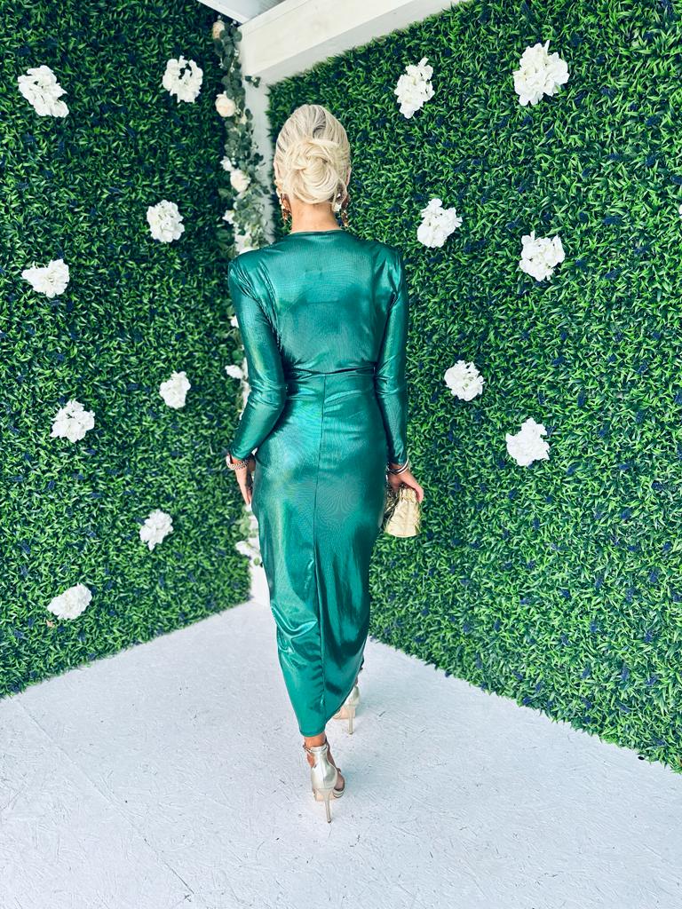 Olive Drape Detailed Dress Forest