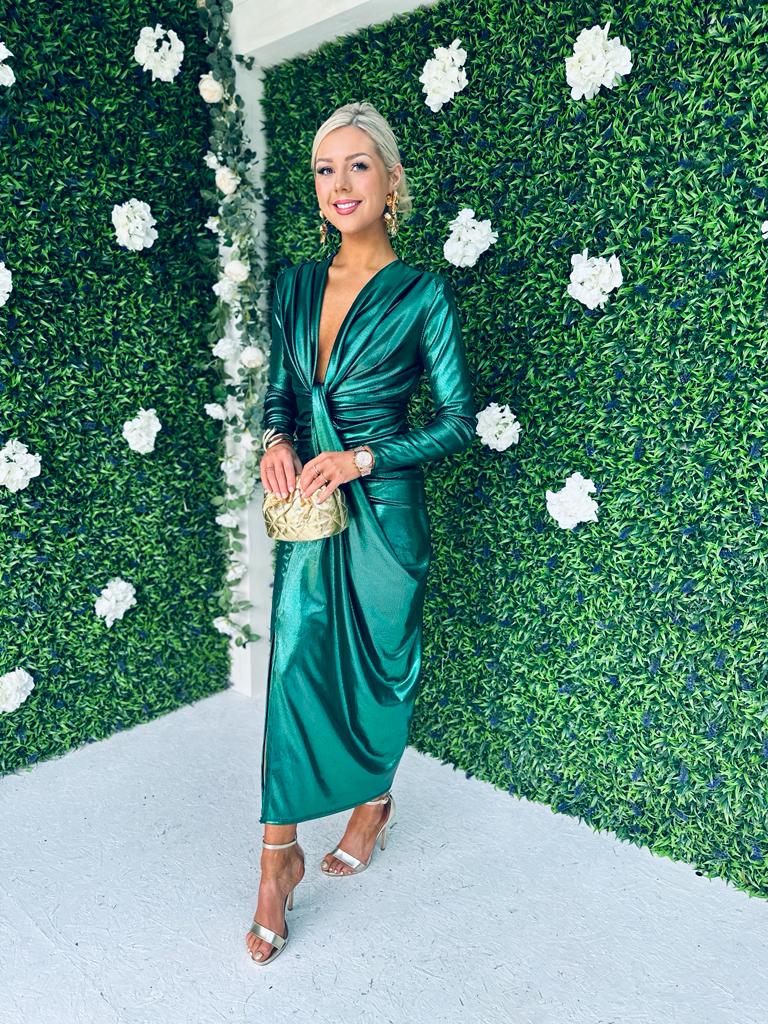 Olive Drape Detailed Dress Forest
