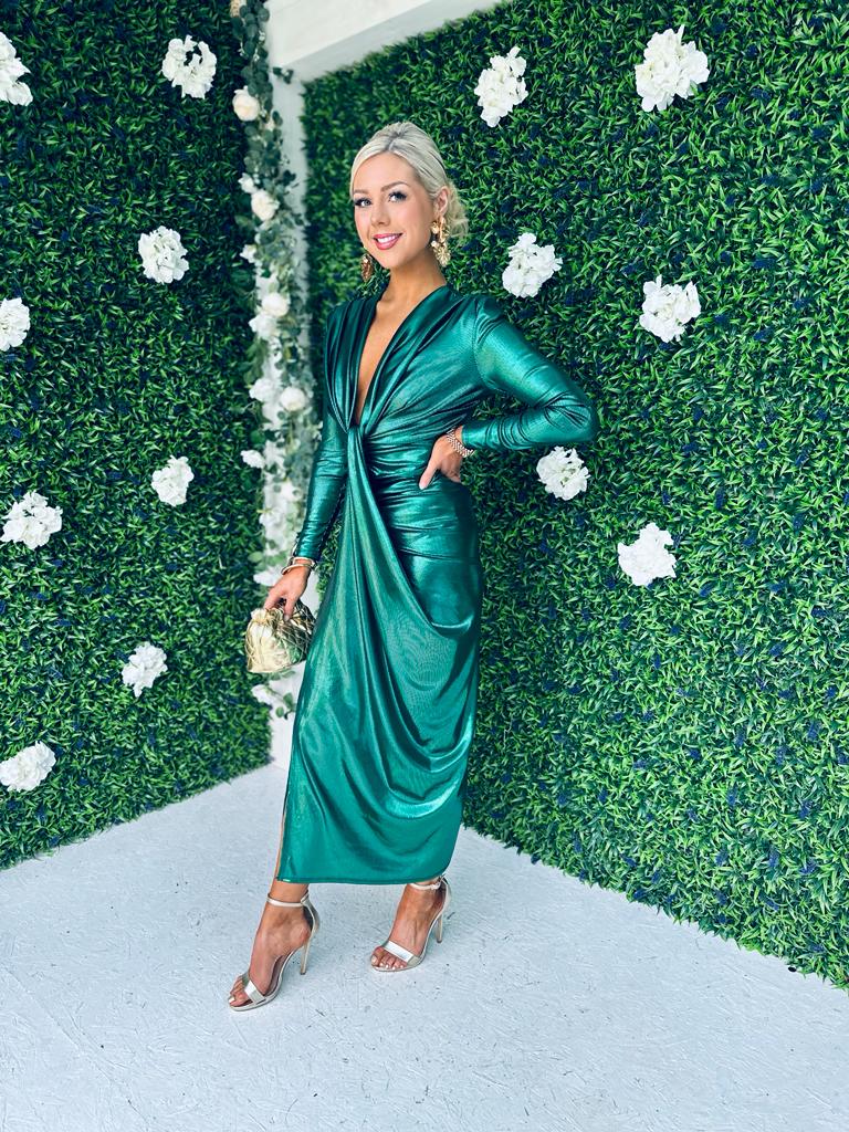 Olive Drape Detailed Dress Forest