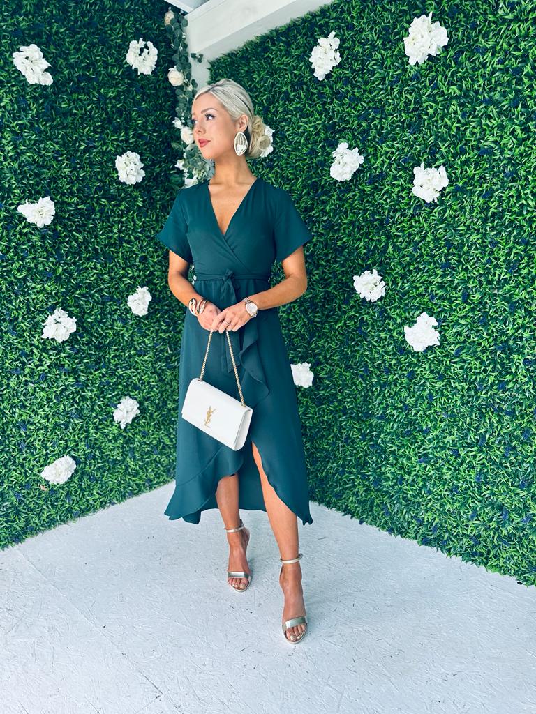 Farrah Hem Detail Midaxi Dress Green