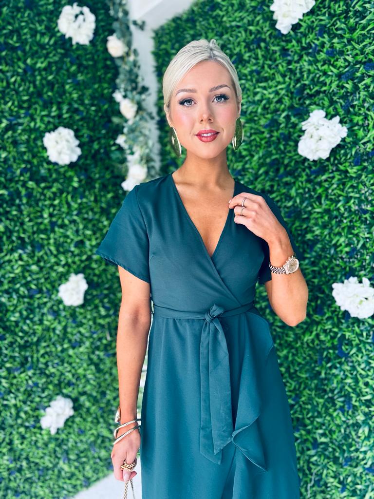 Farrah Hem Detail Midaxi Dress Green