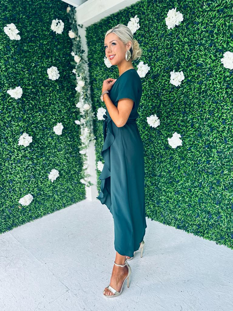 Farrah Hem Detail Midaxi Dress Green