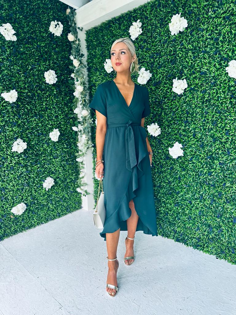 Farrah Hem Detail Midaxi Dress Green