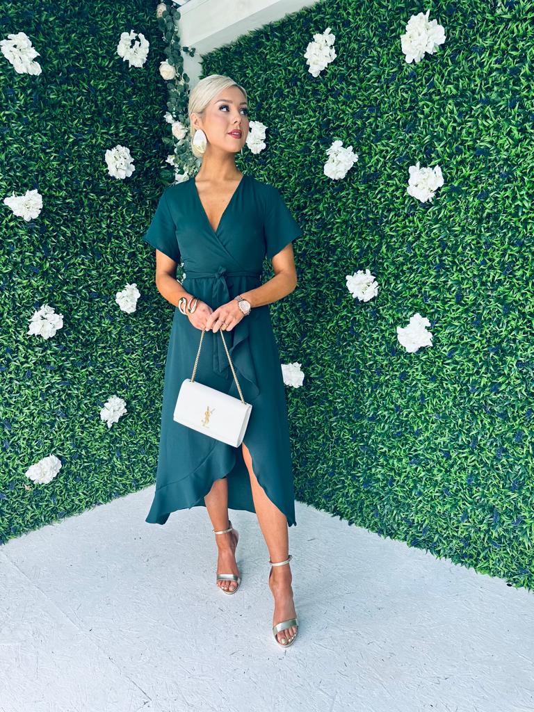 Farrah Hem Detail Midaxi Dress Green