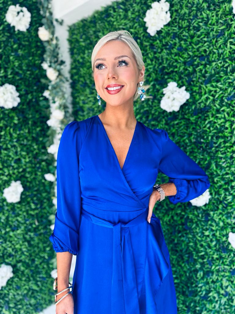 Erin Split Hem Frill Detail Maxi Cobalt