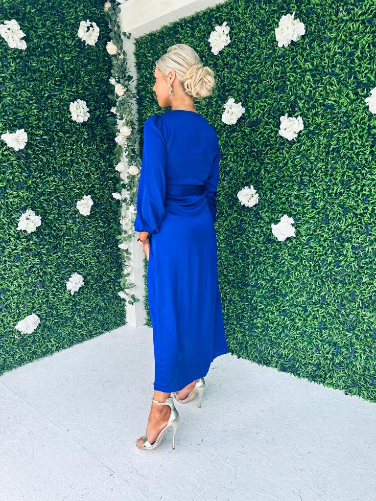 Erin Split Hem Frill Detail Maxi Cobalt