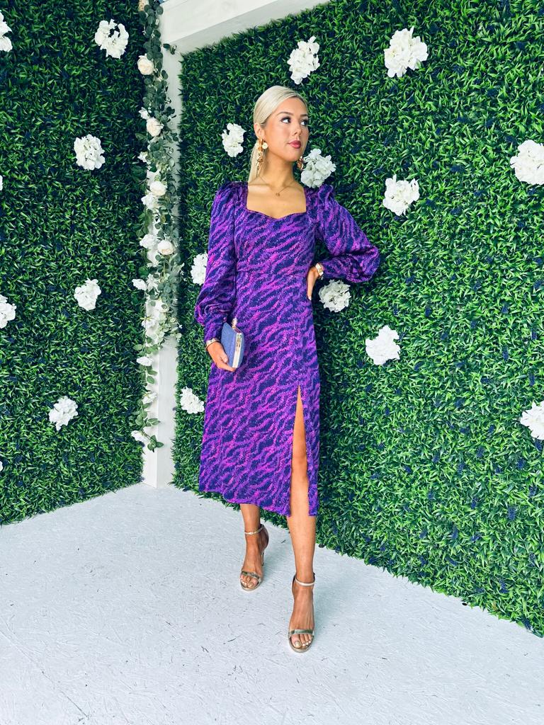 Katie Sweetheart Midi Dress Purple
