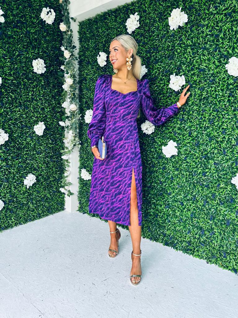 Katie Sweetheart Midi Dress Purple