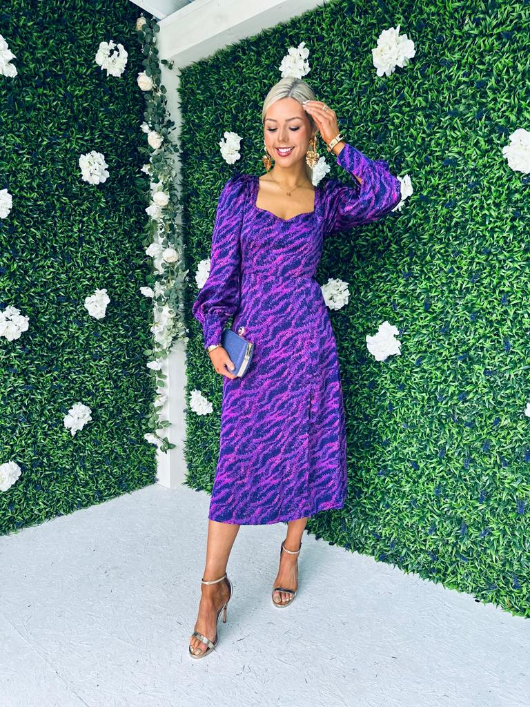 Katie Sweetheart Midi Dress Purple