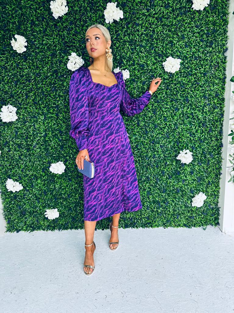 Katie Sweetheart Midi Dress Purple