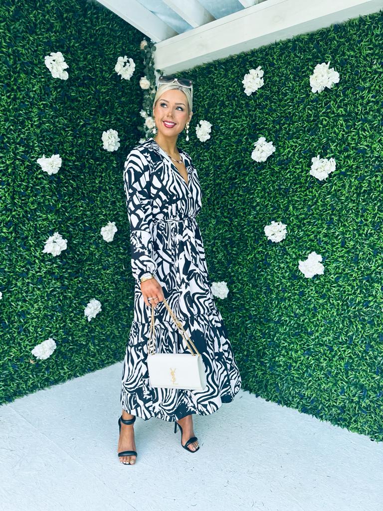 Clare Detailed Midi Dress Monochrome