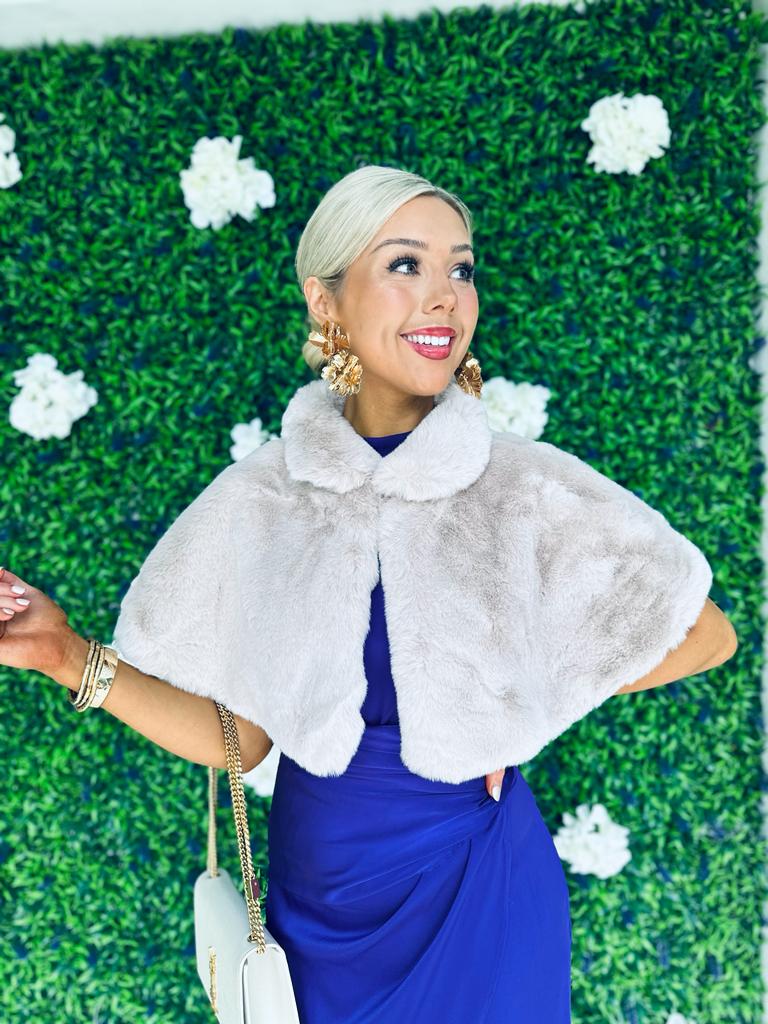 Kylie Faux Fur Shawl Taupe
