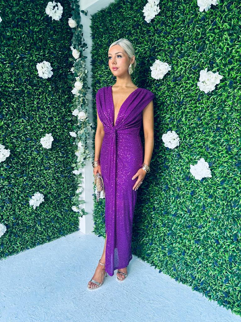Khloe Sequin Occasion Dress Orchid
