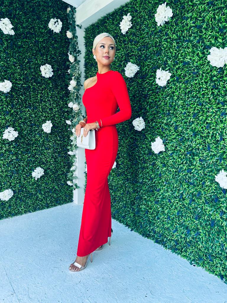 Tilly Single Sleeve Bodycon Dress Red