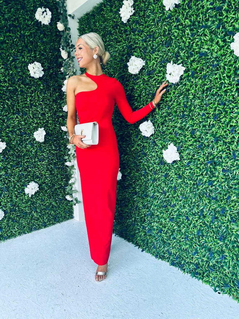 Tilly Single Sleeve Bodycon Dress Red