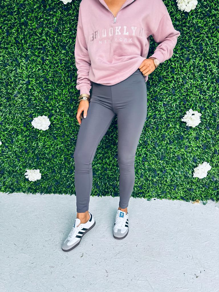Shauna Scrunch Solid Leggings Grey