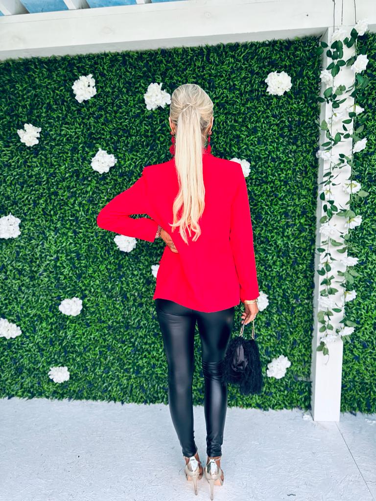 Henri Sequin Lapel Blazer Red