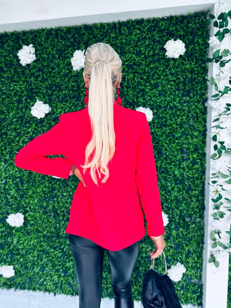 Henri Sequin Lapel Blazer Red