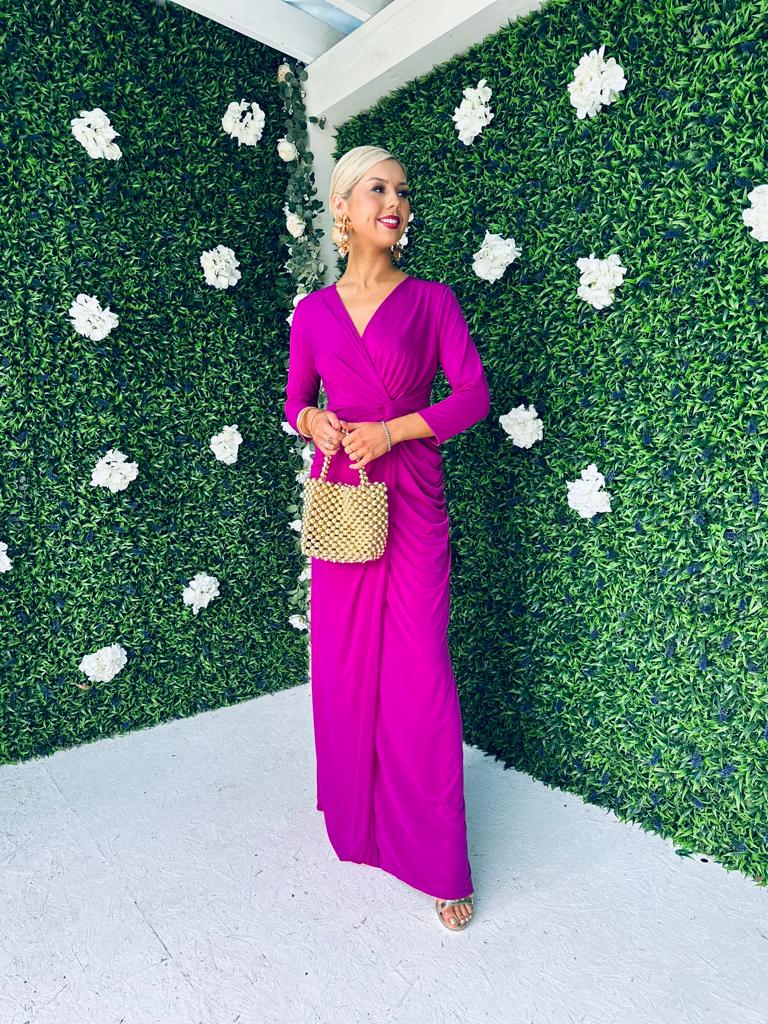 Isabelle Gathered Detail Dress Orchid