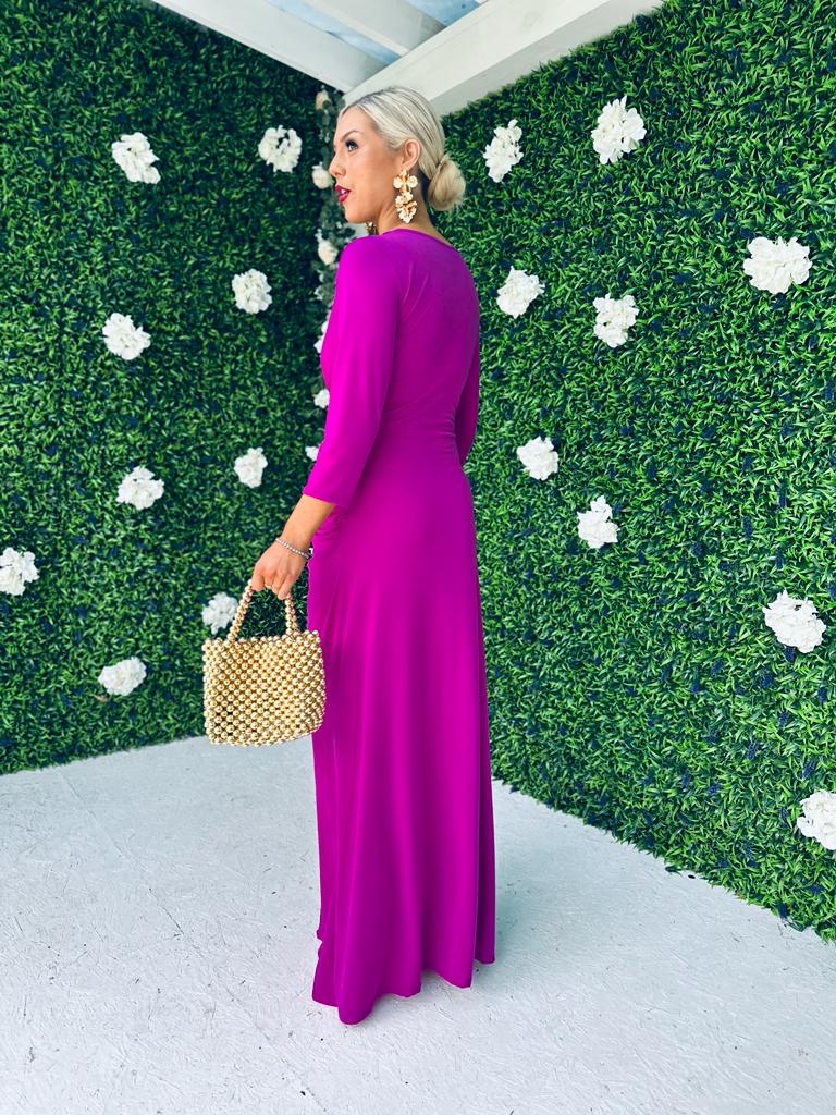 Isabelle Gathered Detail Dress Orchid