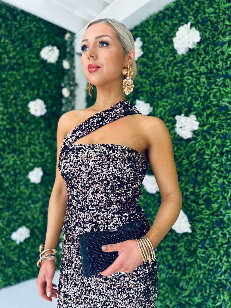 Jessica Sequin Maxi Dress Rose Gold