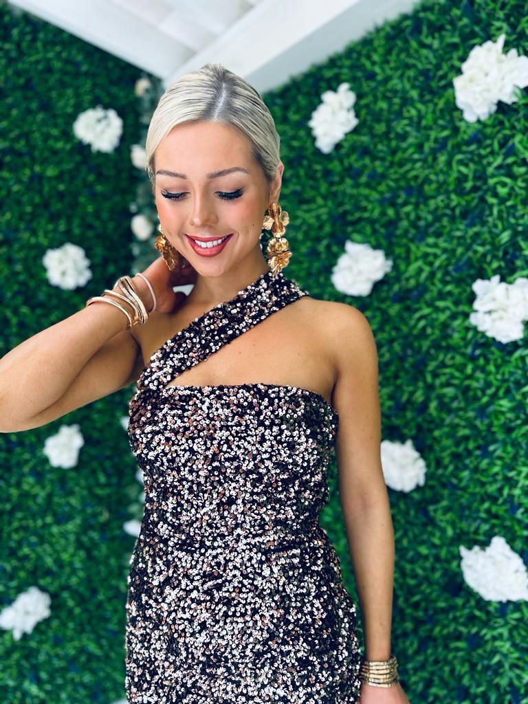 Jessica Sequin Maxi Dress Rose Gold