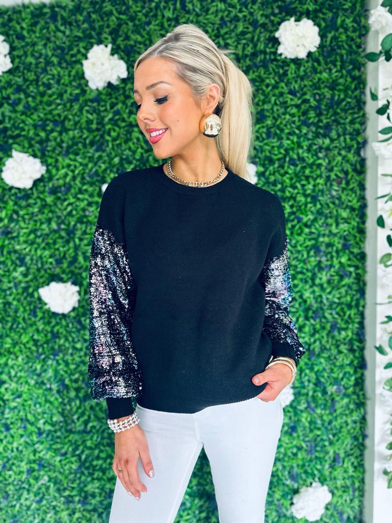 Greg Sequin Sleeve Jumper Black