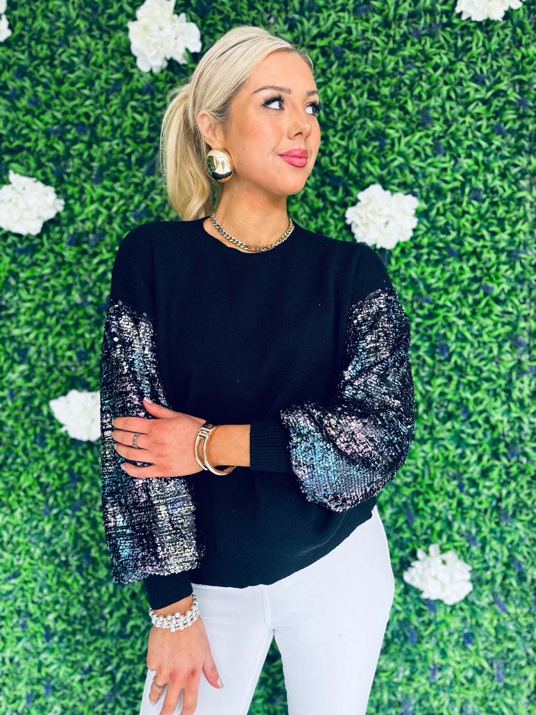 Greg Sequin Sleeve Jumper Black