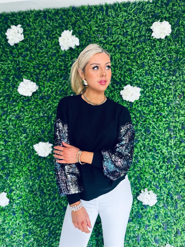 Greg Sequin Sleeve Jumper Black