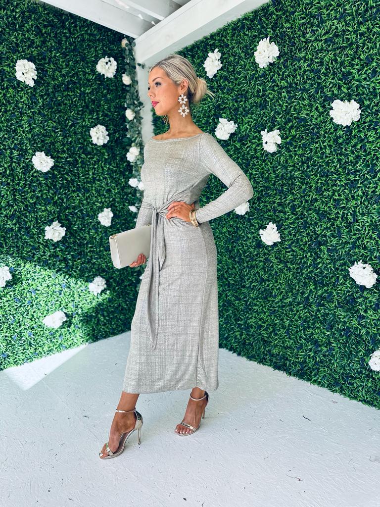 Raven Tie Knot Midi Dress Gold