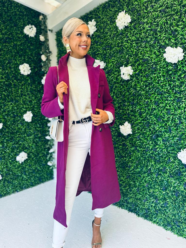 Rachel Double Breasted Coat Plum