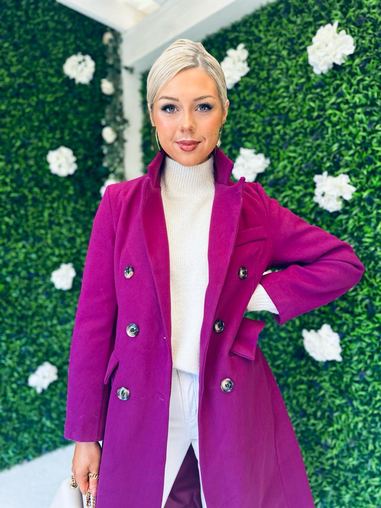 Rachel Double Breasted Coat Plum