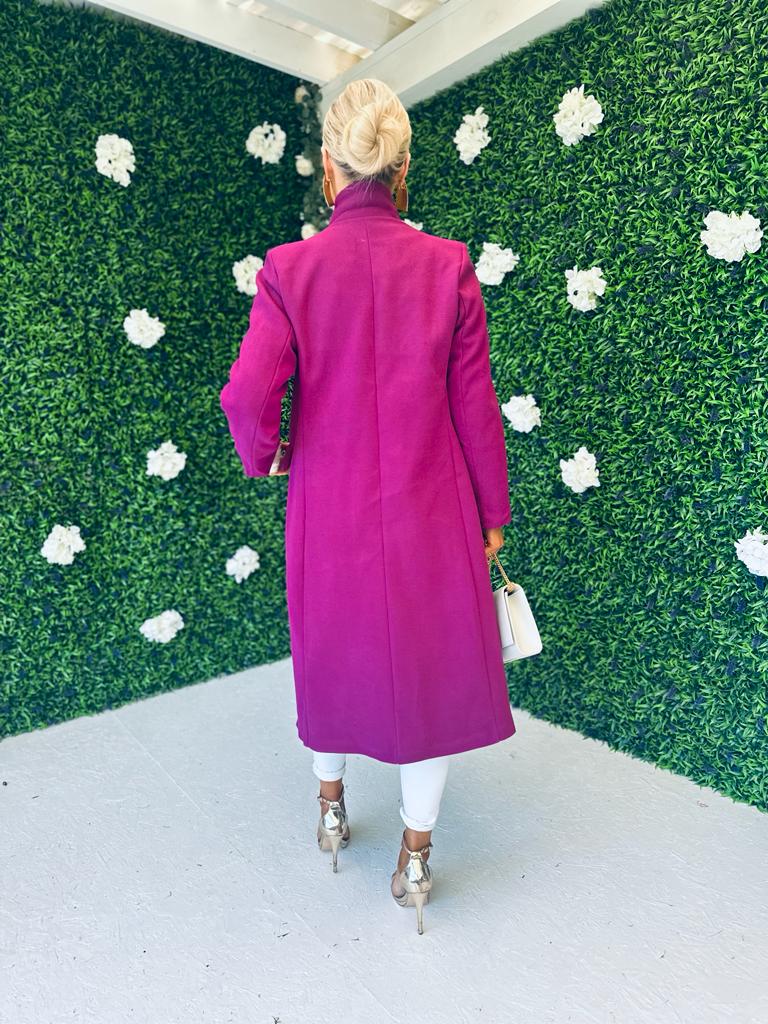Rachel Double Breasted Coat Plum