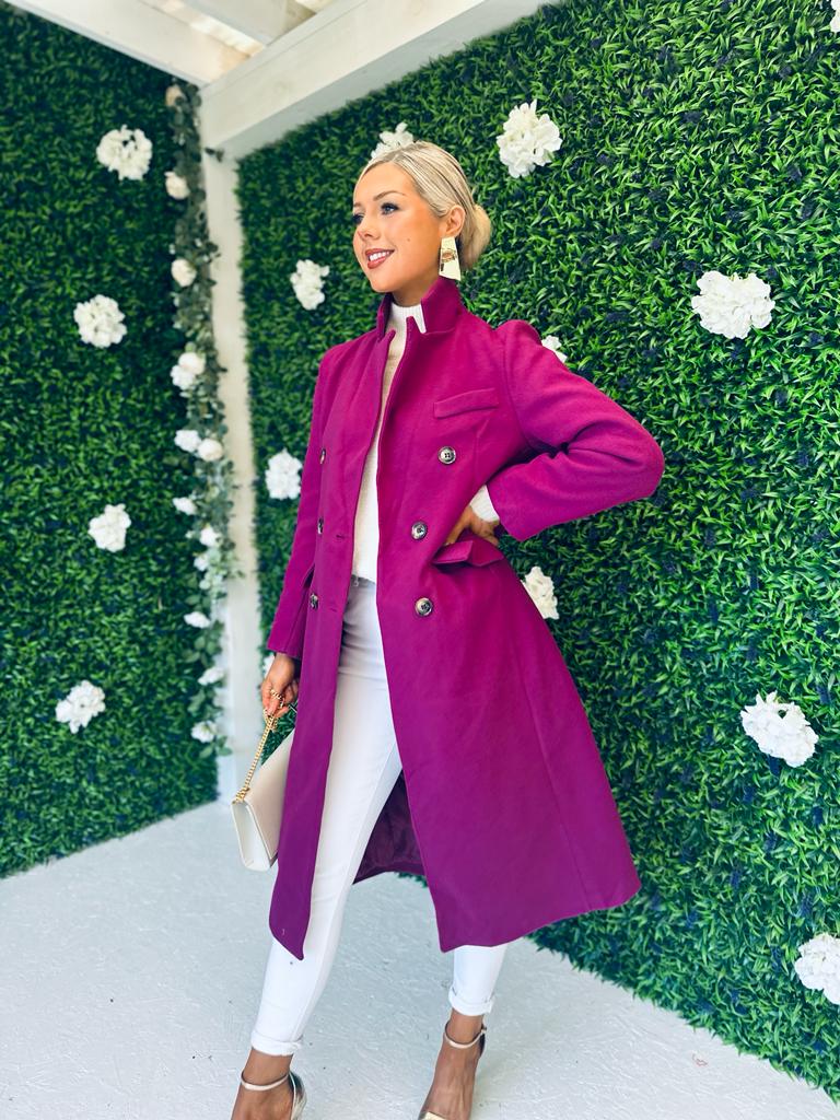Rachel Double Breasted Coat Plum