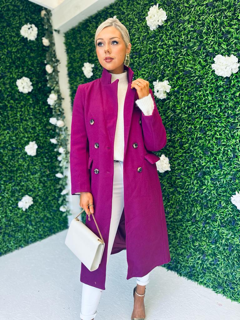 Rachel Double Breasted Coat Plum