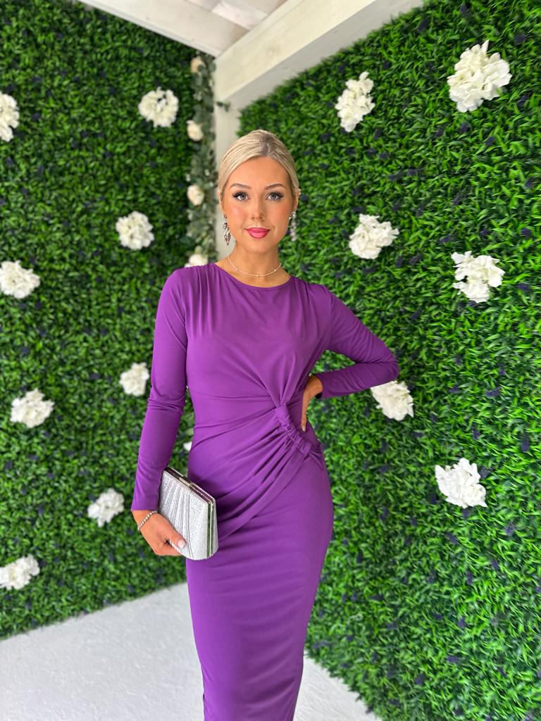 Yvonne Gathered Detail Dress Violet