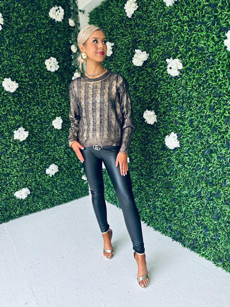 Joey Gold Effect Knit Jumper Black