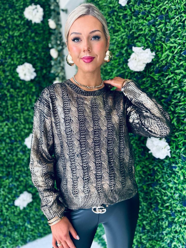 Joey Gold Effect Knit Jumper Black