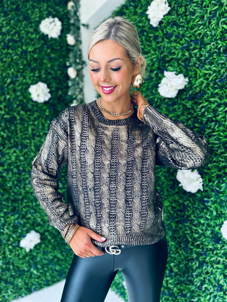 Joey Gold Effect Knit Jumper Black
