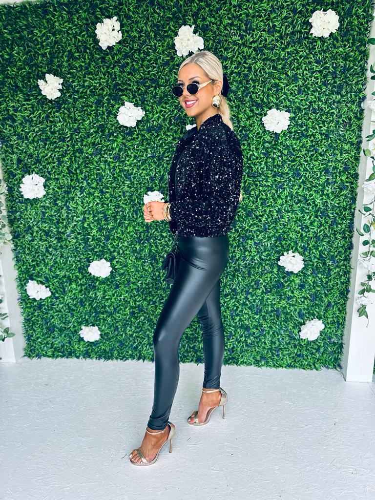 Jack Sequin Bomber Jacket Black