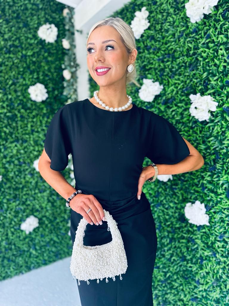 Cleo Ruched Detail Midi Dress Black